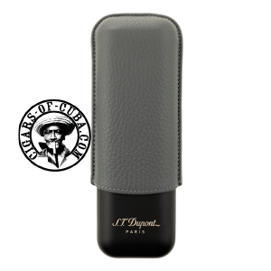 S.T. Dupont Leather And Metal Cigar Case - Matte Graphite & Black - 2 Cigare Box