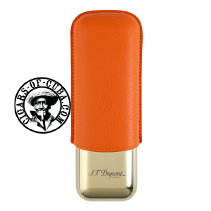 St Dupont Orange Gr&gold Double Cigar Case Box